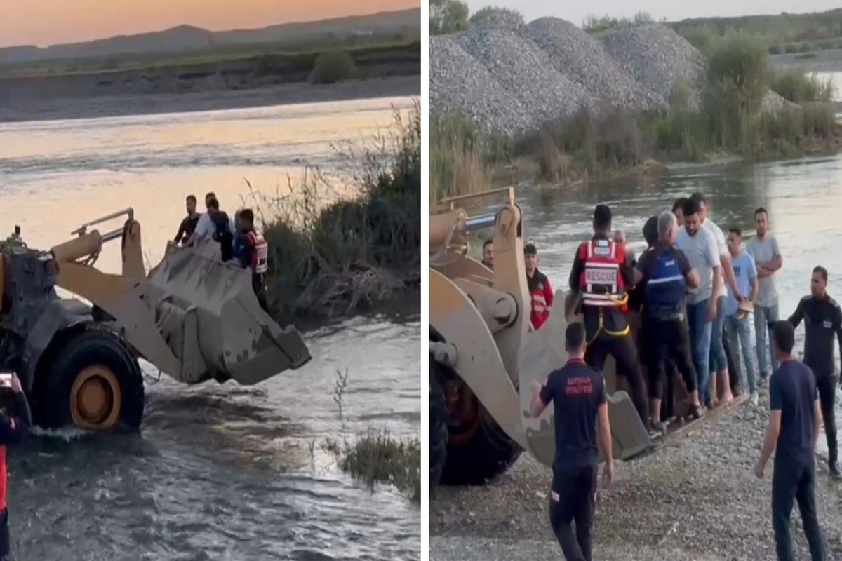 Batman Çayı'nda piknik yaparken mahsur kalan 25 kişi kepçe yardımıyla kurtarıldı