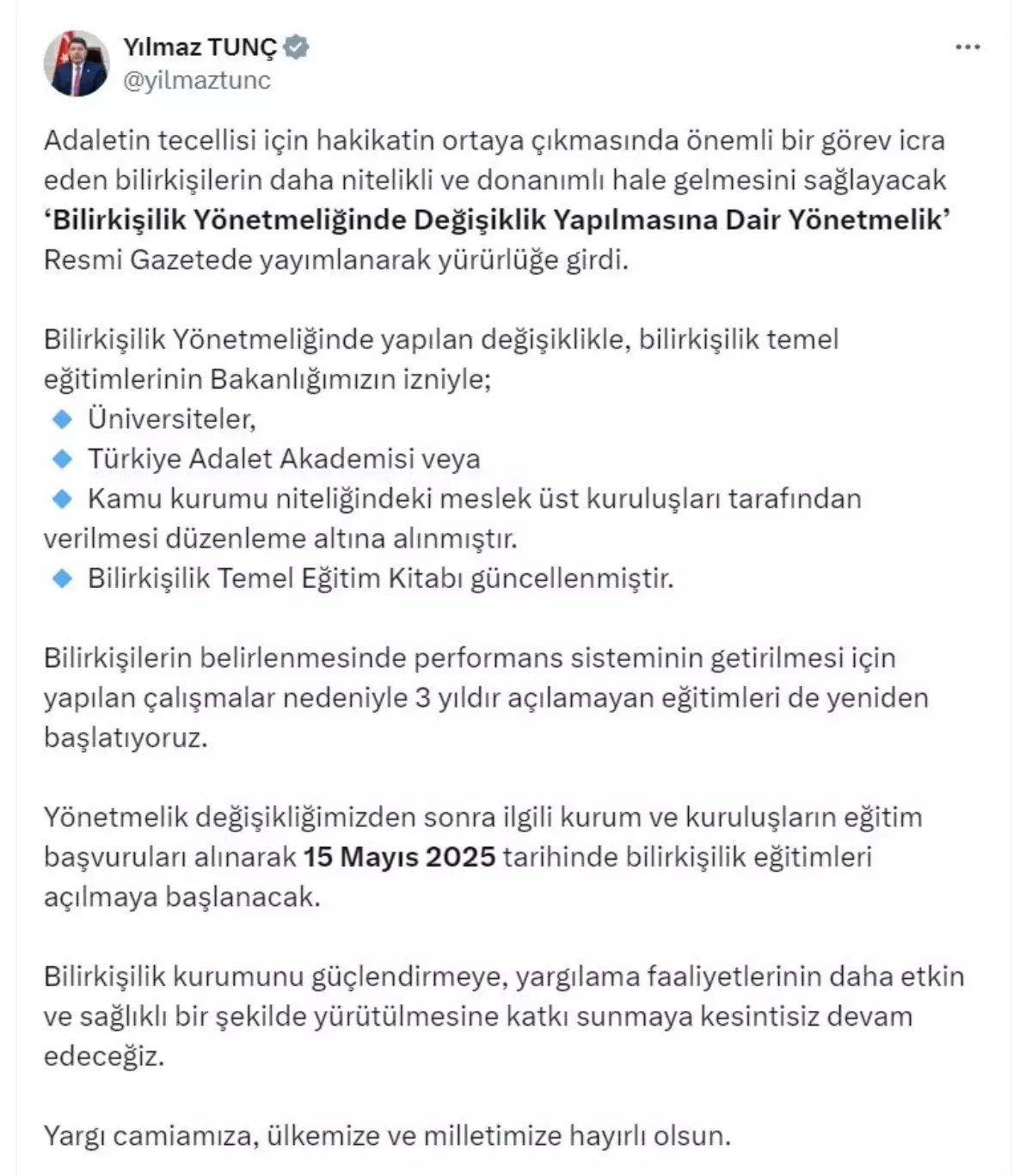 Bilirkişilik Yönetmeliğinde Önemli Değişiklikler Yapıldı