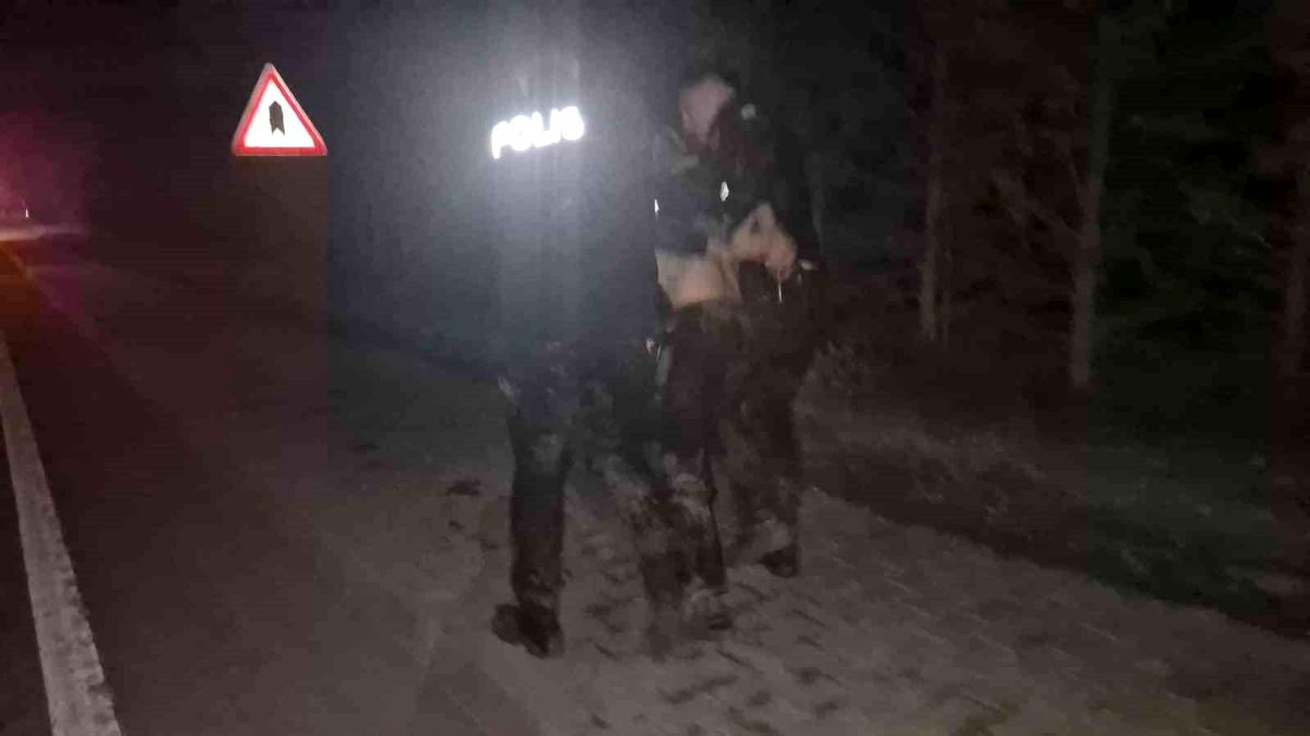 Kimlik kontrolünden kaçan şahıs, polislerle birlikte bataklığa düştü