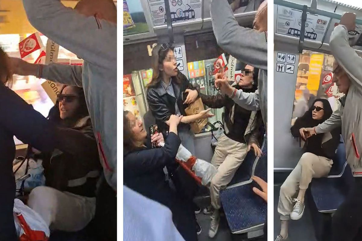 Tramvayda kadın yolcular arasında tekme ve küfürlü 'koltuk' kavgası