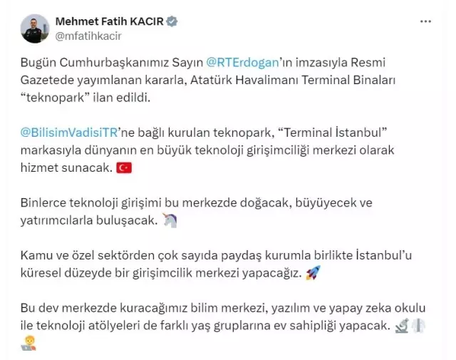 Atatürk Havalimanı için önemli karar! Cumhurbaşkanı Erdoğan imzaladı