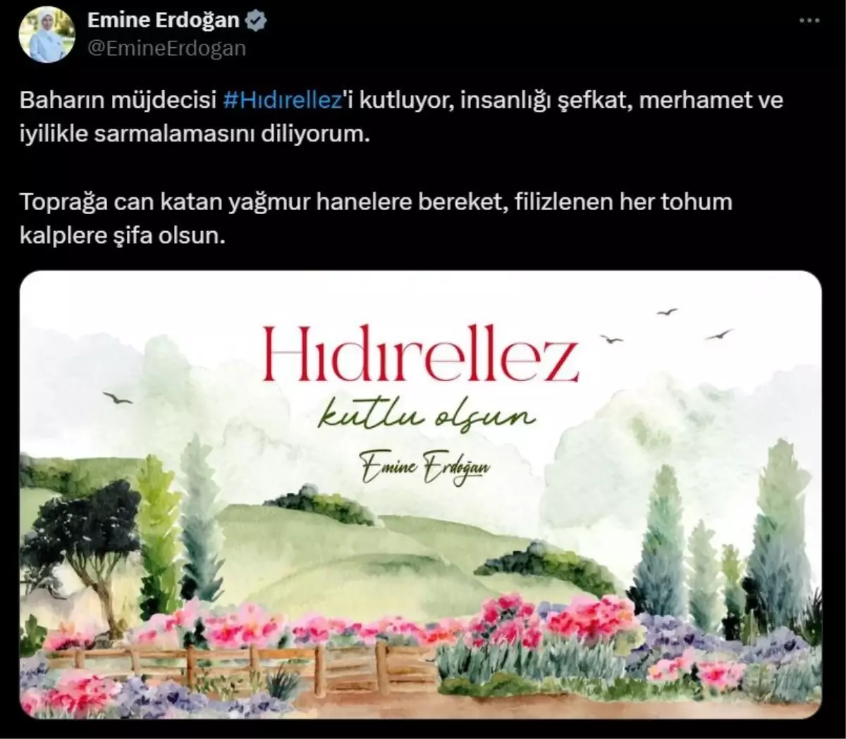 Emine Erdoğan'dan 'Hıdırellez' paylaşımı