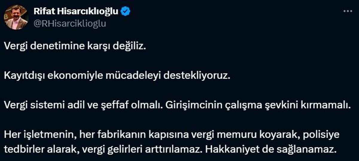 TOBB Başkanı Hisarcıklıoğlu: Vergi Sistemi Adil ve Şeffaf Olmalı