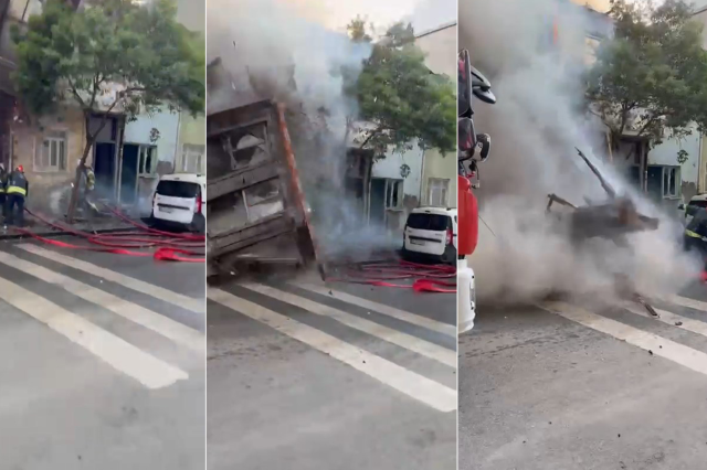 Moments of horror captured on camera! The burning building collapsed on the firefighters