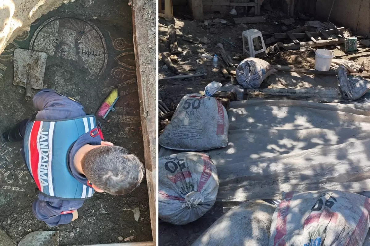 İzinsiz kazıda 2 bin yıllık mozaik buldular, İtalyanlara satma çalışırken yakalandılar