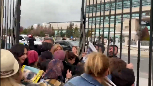 Animal lovers gathered at the AYM's door after the decision on stray animals