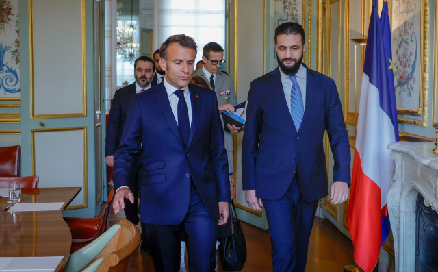Syrian President El-Shara and Macron Met