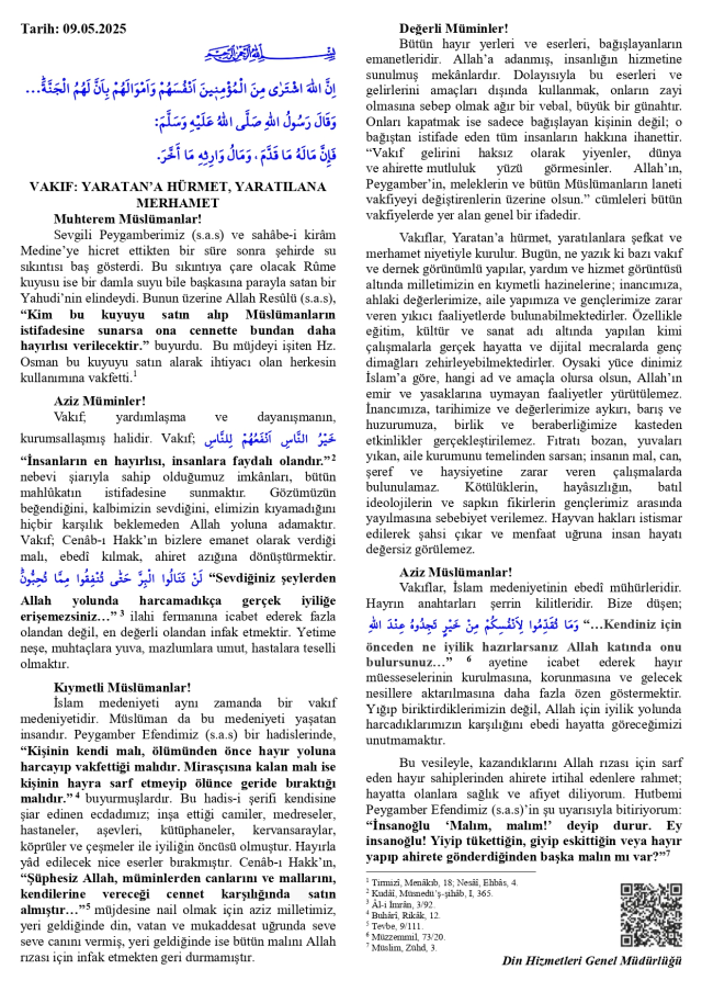 8 Mayıs Cuma Hutbesi yayınlandı! 8 Mayıs Cuma Hutbesi tam metni!