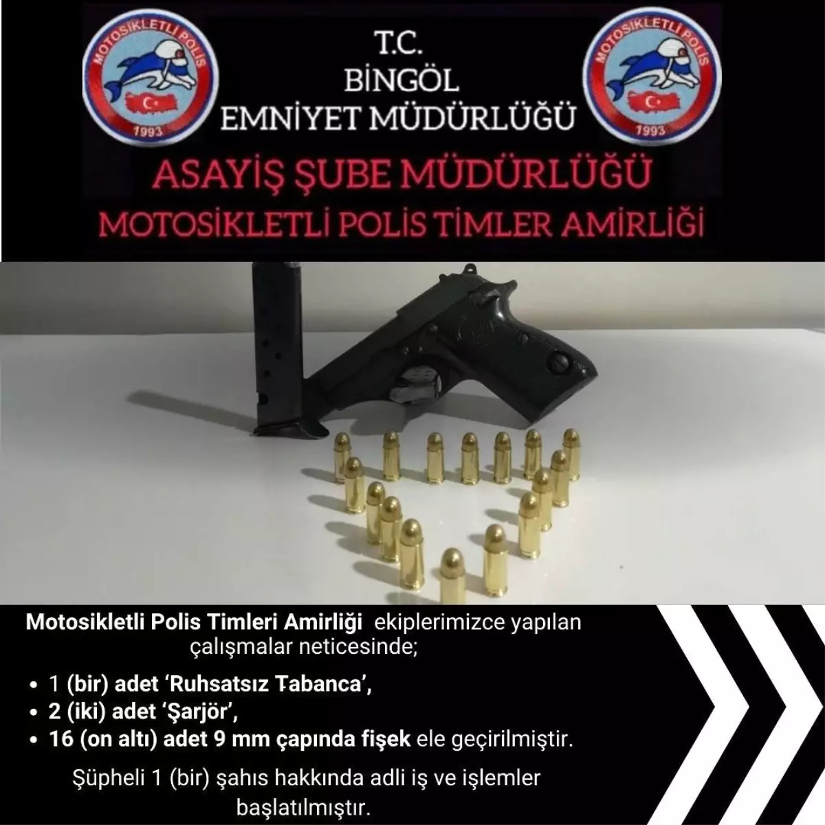 Bingöl'de Ruhsatsız Silah Ele Geçirildi