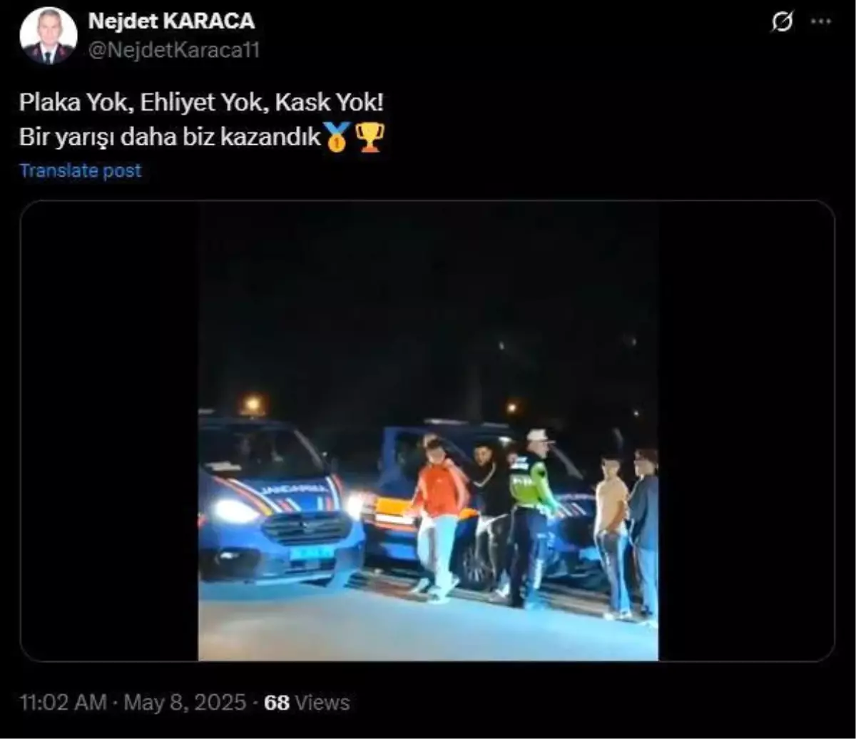 Jandarma'dan Yasa Dışı Motosiklet Yarışına Baskın: 400 Bin Lira Ceza