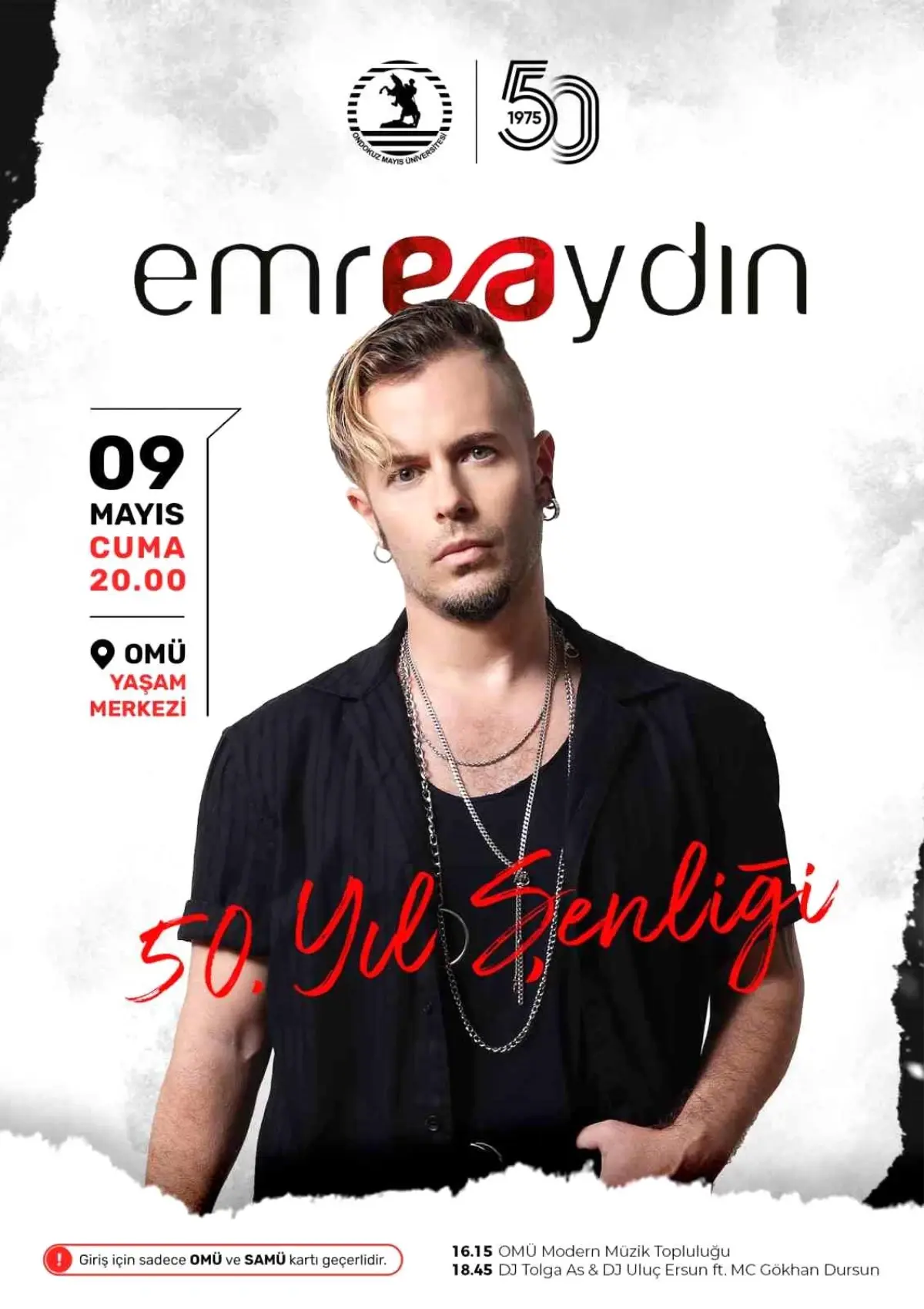OMÜ 50. Yıl Şenliği Emre Aydın Konseriyle Başlıyor