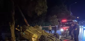 İzmir'de Takla Atan Araçta Sürücü Yaralandı