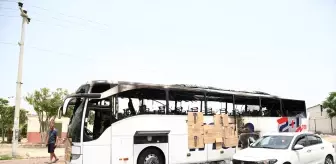 Mersin'de Yolcu Otobüsü Alev Aldı