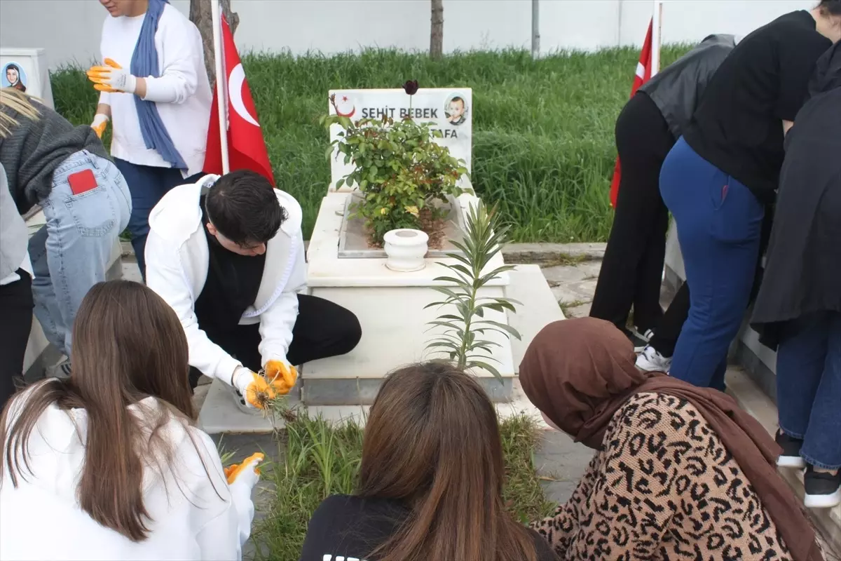 Şarkışla'da üniversite öğrencileri şehitliği temizledi