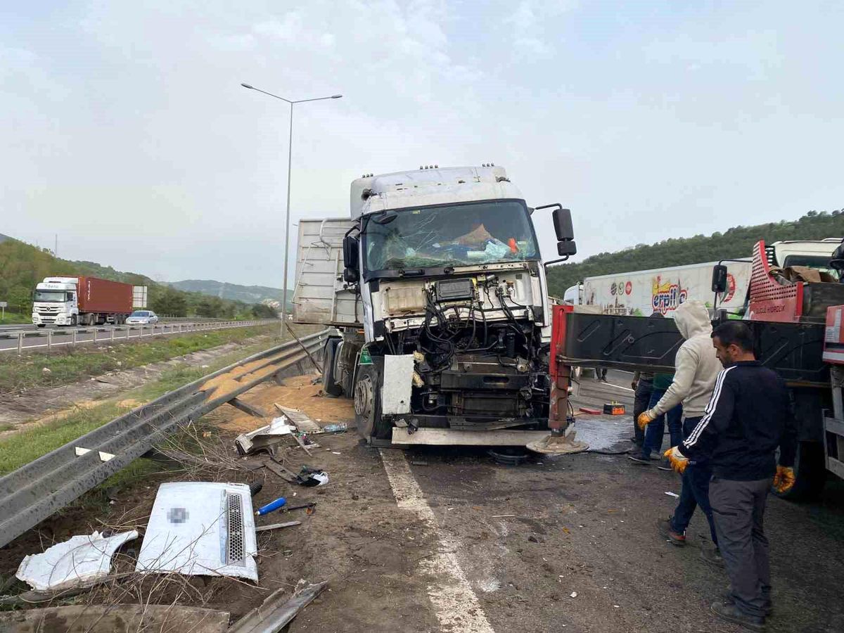 TEM Otoyolu'nda Tır Devrildi, Trafik Uzun Süre Aksadı