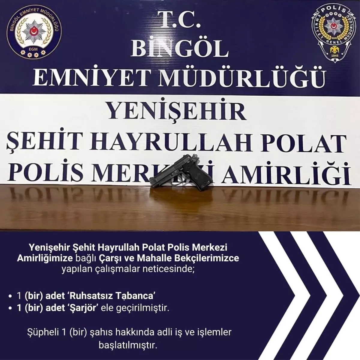 Bingöl'de ruhsatsız silah ele geçirildi