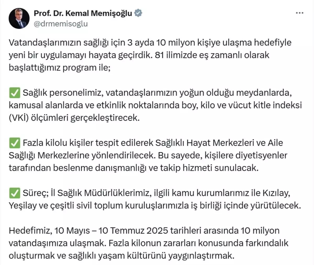 Sağlık Bakanı, 10 Milyon Kişiye Ulaşmayı Hedefliyor