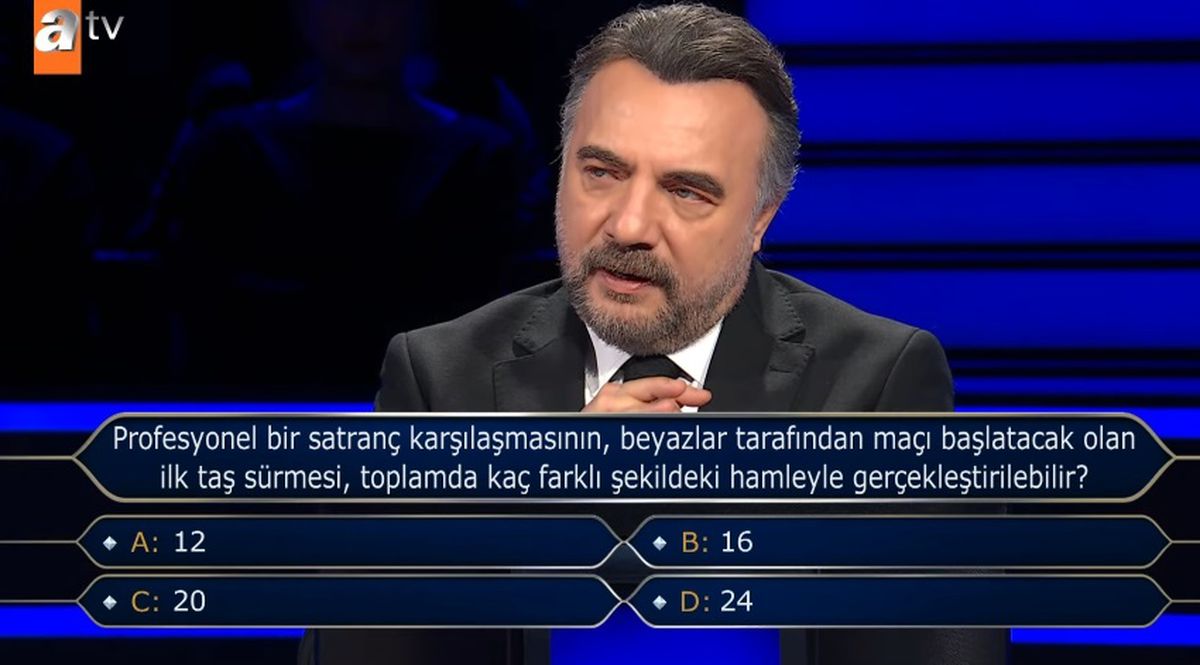 Satranç taş diziliminde ilk taş sürmesi, toplamda kaç farklı şekildeki hamleyle gerçekleştirilebilir?