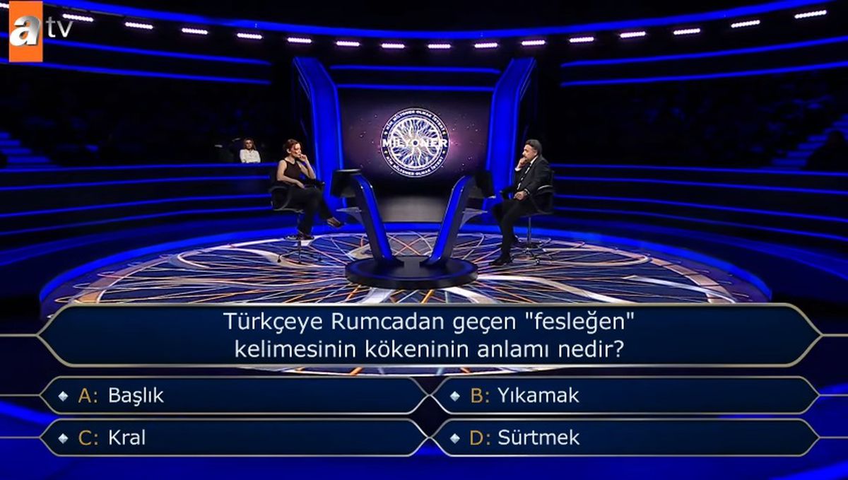 Türkçeye Rumca'dan geçen 'fesleğen' kelimesinin kökeninin anlamı nedir (Kim Milyoner Olmak İster)?