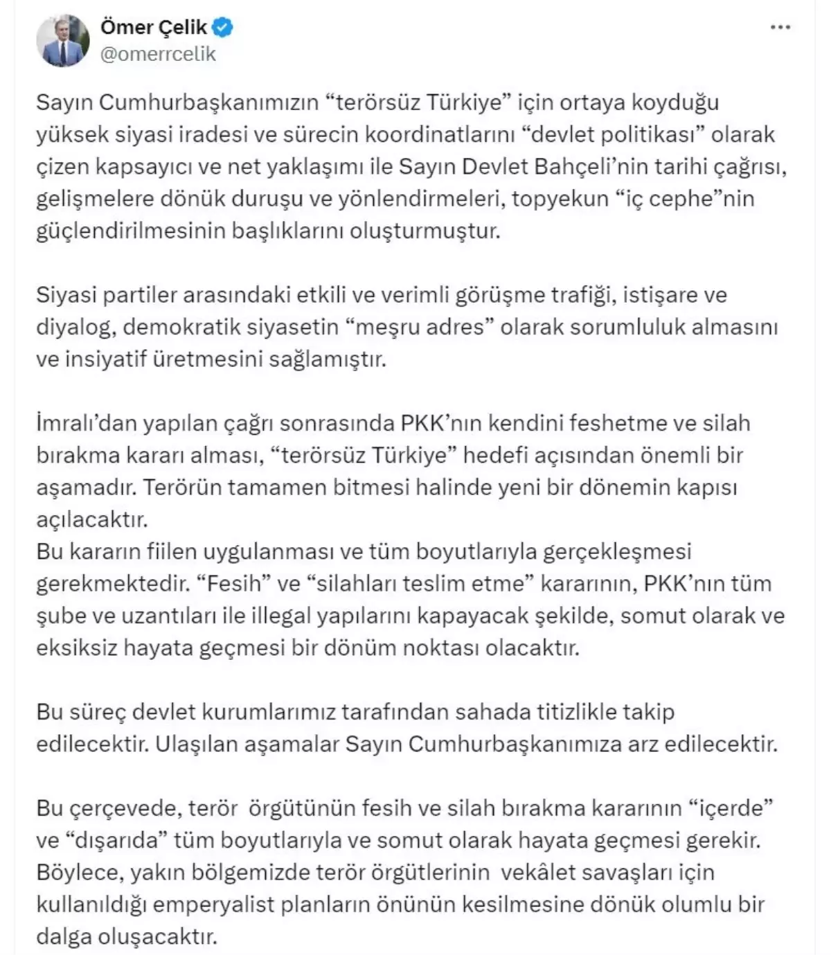 PKK'nın Kendini Feshetmesi, 'Terörsüz Türkiye' Hedefi İçin Dönüm Noktası