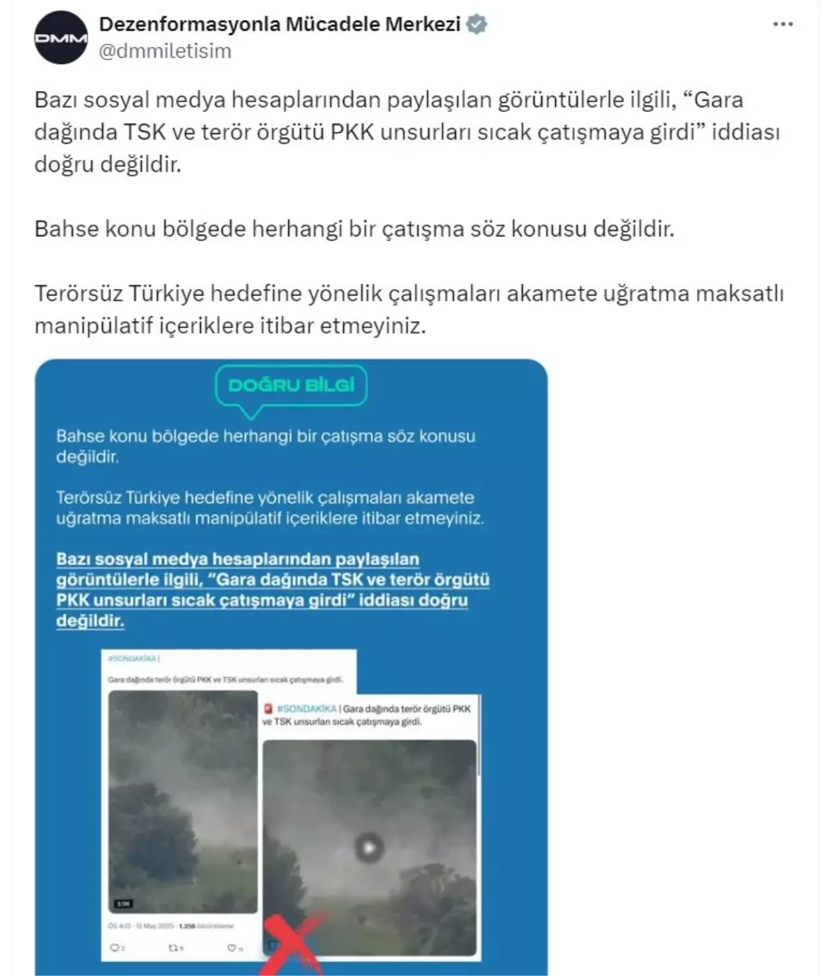 DMM'den 'Gara Dağı' İddialarına Yanıt