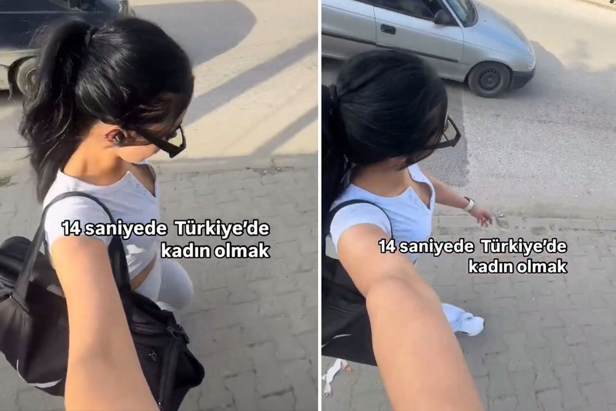'Türkiye'de kadın olmak' notuyla video paylaştı! İşte 14 saniyede yaşananlar