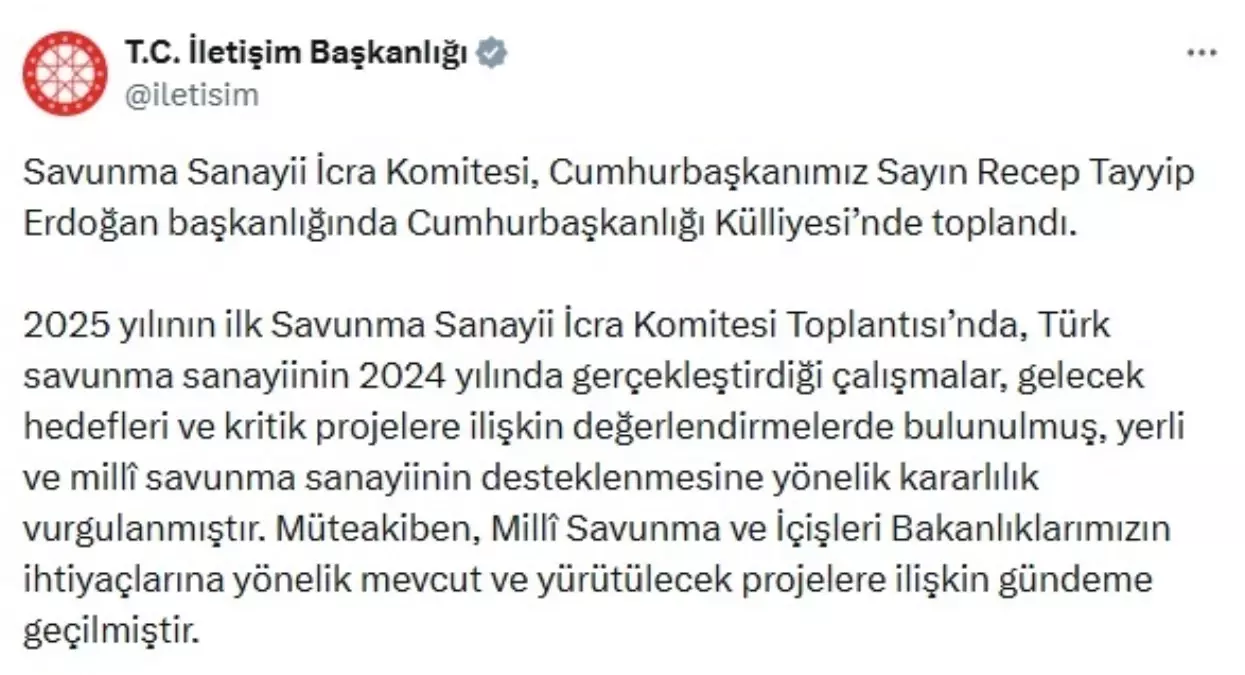 Savunma Sanayii İcra Komitesi Toplantısı Yapıldı