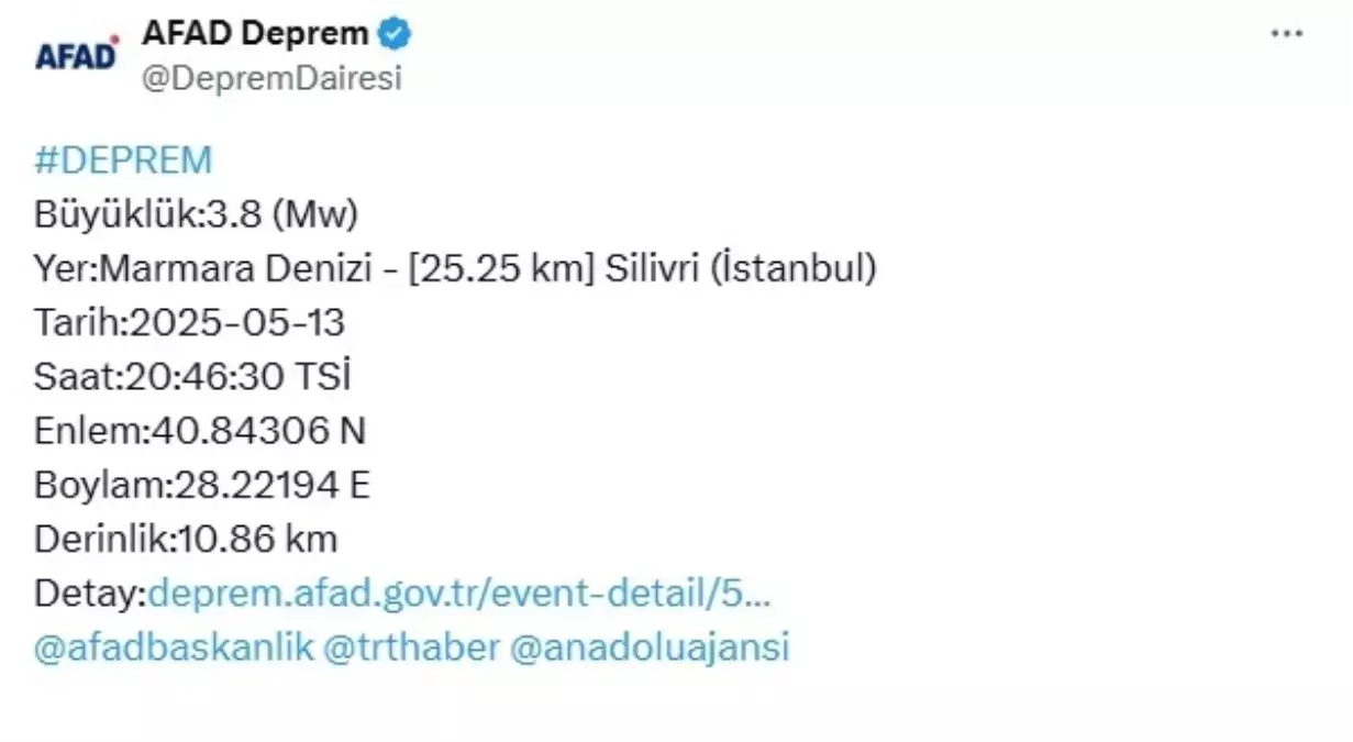 İstanbul'da 3.8 büyüklüğünde deprem / Ek görüntüyle
