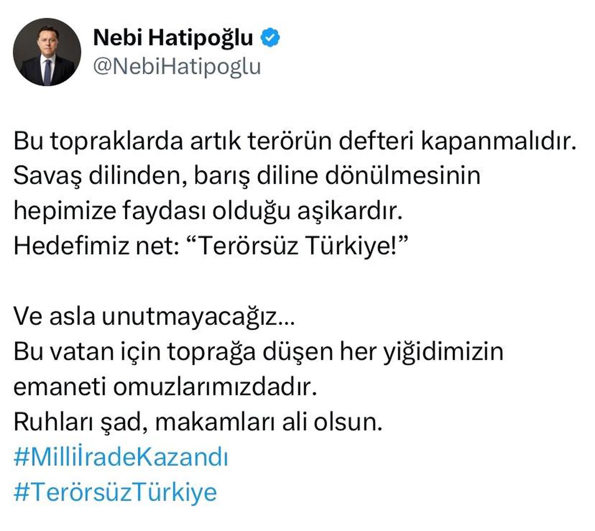 AK Parti Milletvekili Hatipoğlu'ndan PKK Feshi Açıklaması