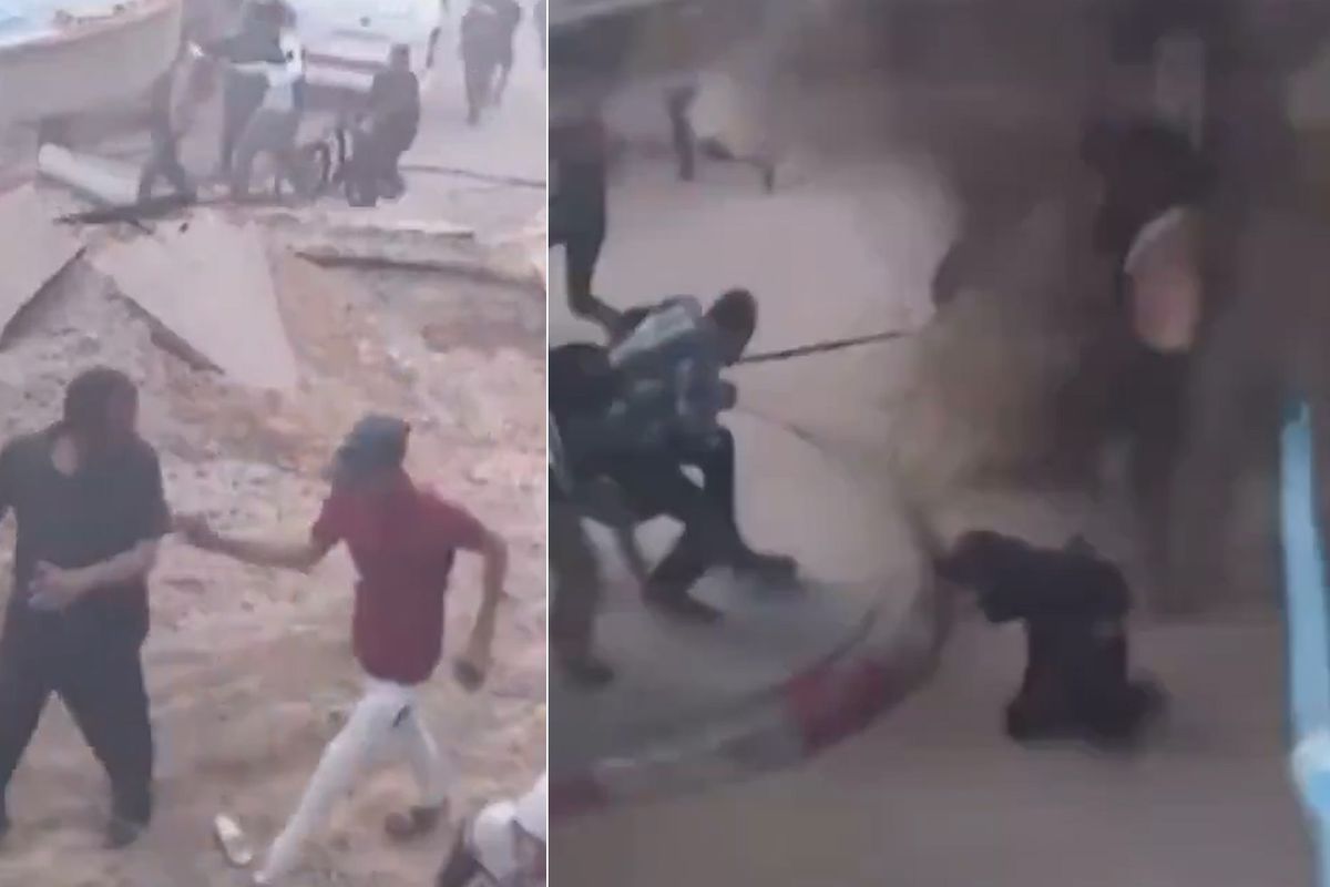 Hastane avlusu sığınak delici bombayla vuruldu! İsrail'in vahşeti kamerada