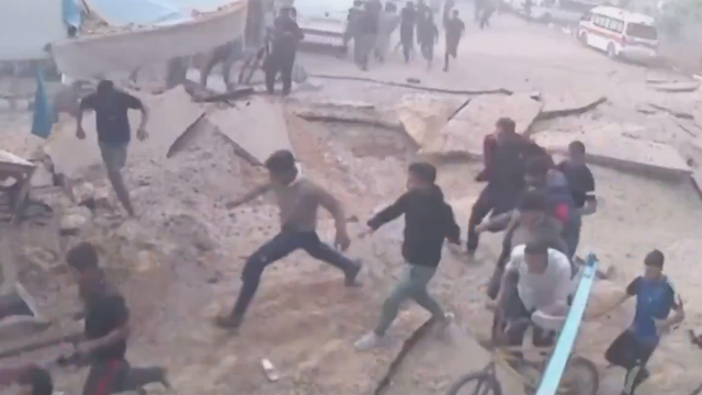 The hospital courtyard was hit by a bunker-busting bomb! Israel's brutality captured on camera
