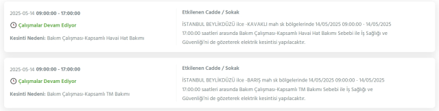 İstanbul BEYLİKDÜZÜ elektrik kesintisi! 14 Mayıs Beylikdüzü elektrik kesintisi ne zaman bitecek, elektrikler ne zaman gelecek?