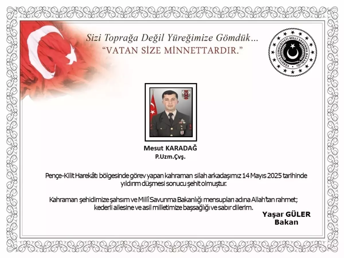 Bakan Güler'den Taziye Mesajı