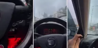 Aracının gaz teli kopan sürücü, bulduğu yöntemle pes dedirtti