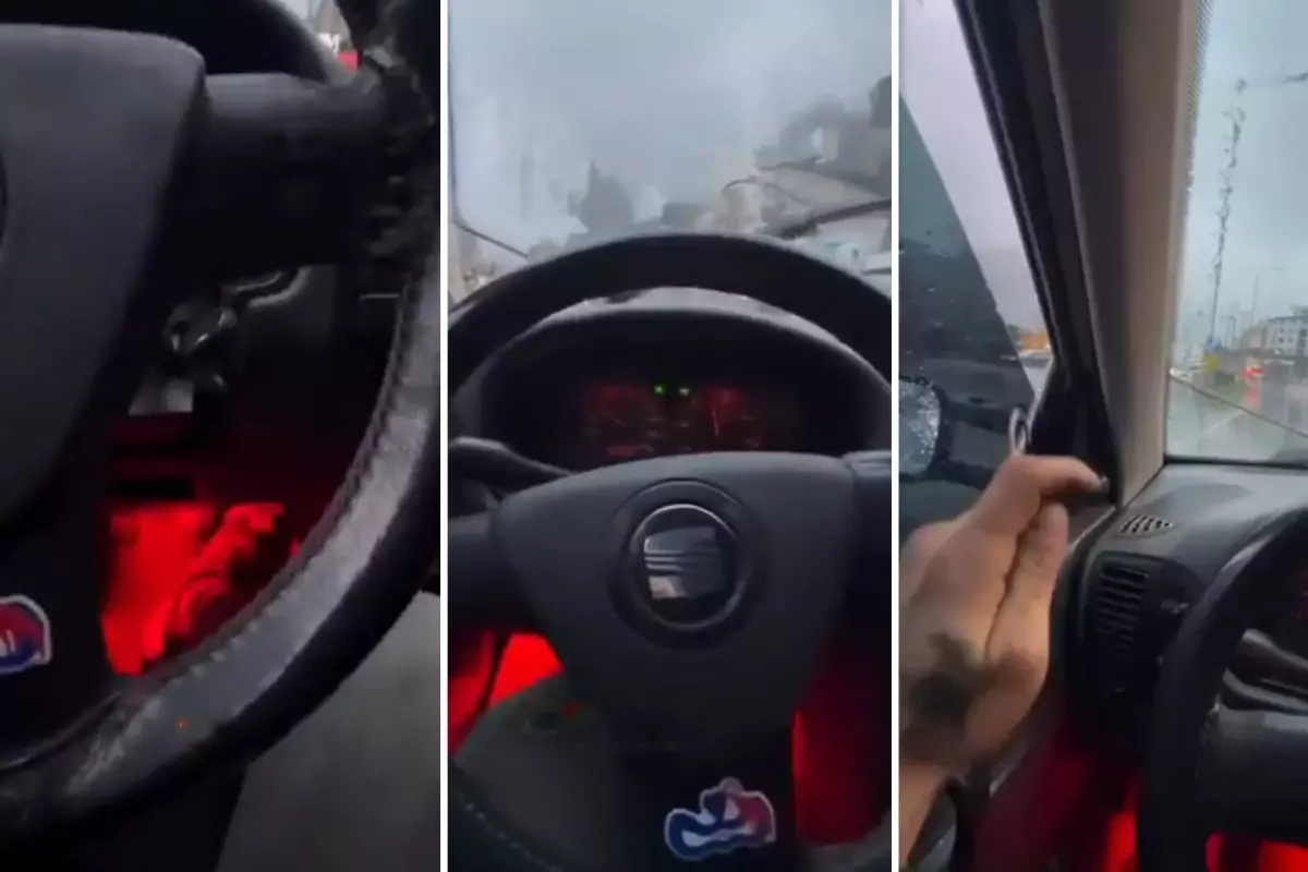 Aracının gaz teli kopan sürücü, bulduğu yöntemle pes dedirtti