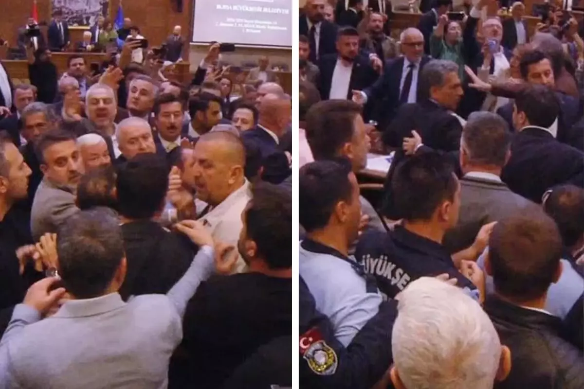 Bursa Büyükşehir Meclisi'nde gerginlik! Üyeler birbirlerinin üzerine yürüdü