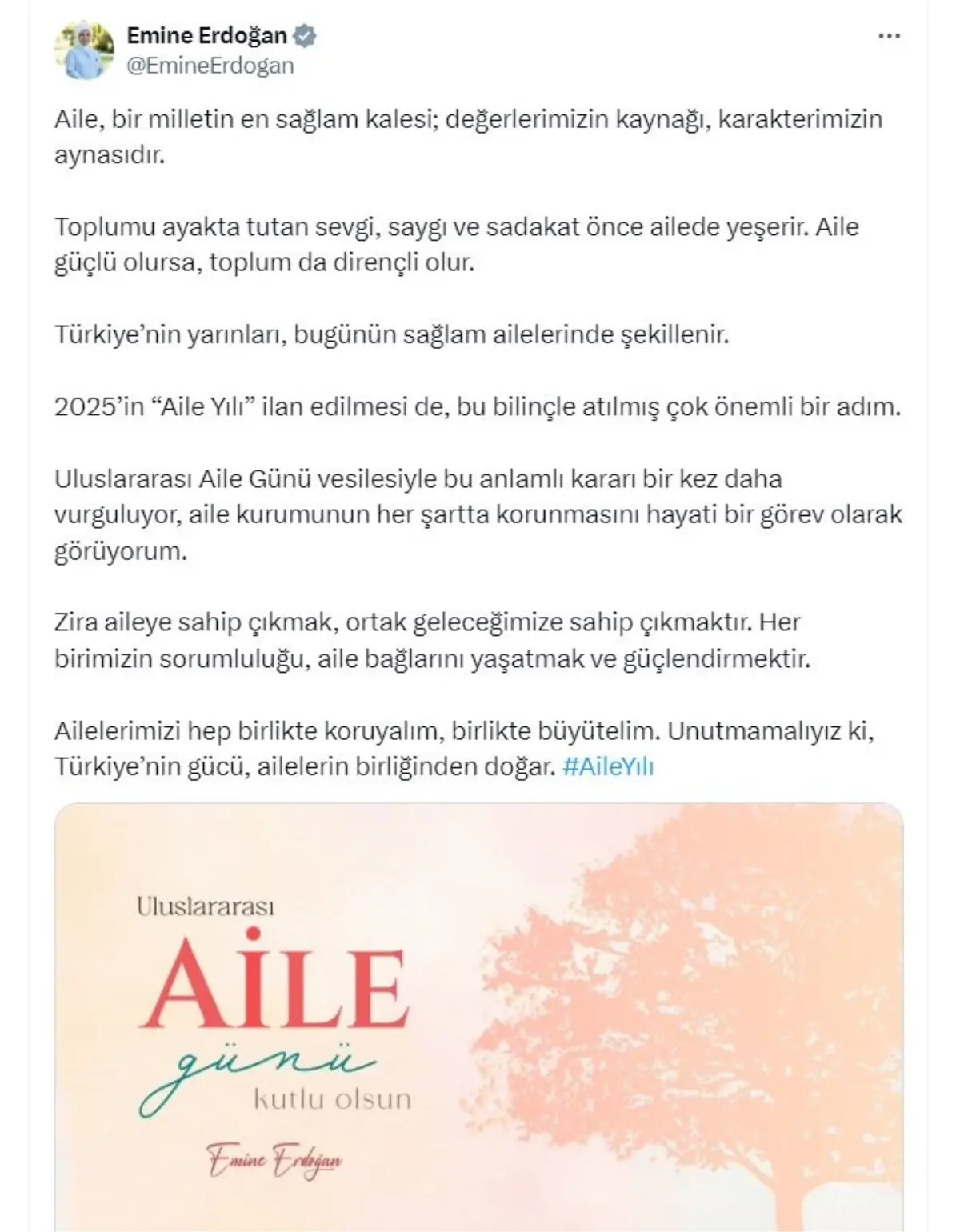 Emine Erdoğan'dan Aile Mesajı: Aileye Sahip Çıkmak, Ortak Geleceğimize Sahip Çıkmaktır