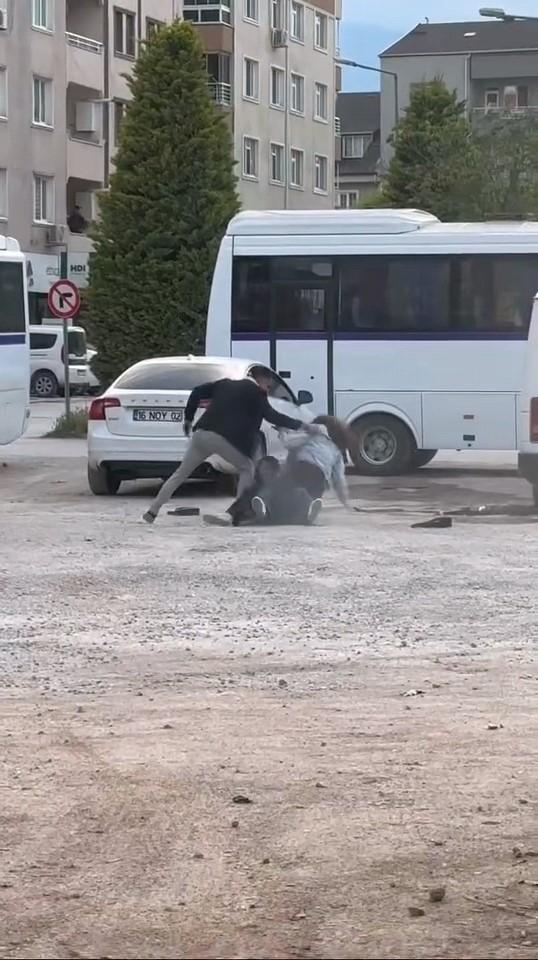 Two young girls fought in the parking lot