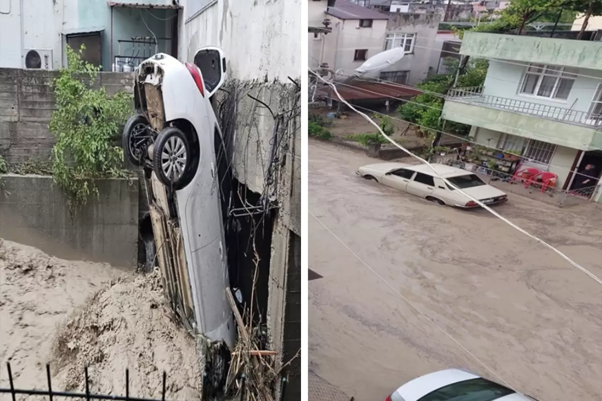 Osmaniye sele teslim! Onlarca araç sular altında kaldı