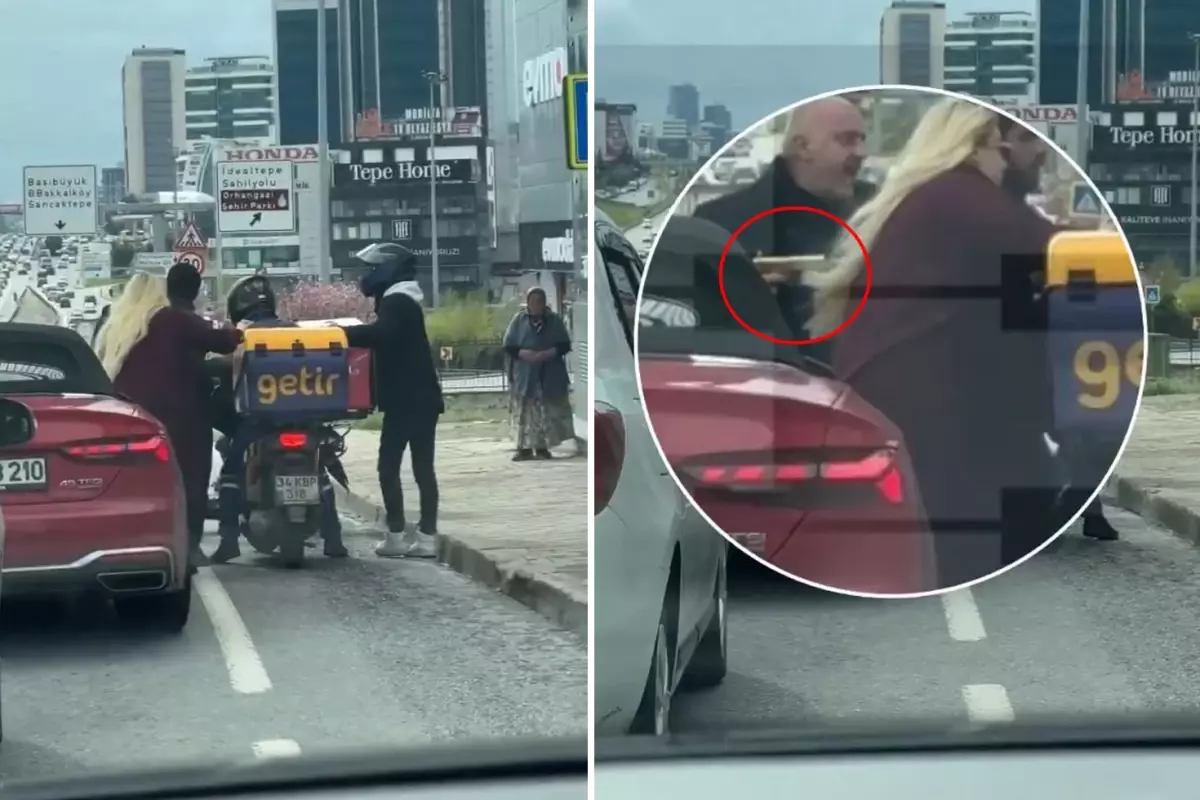 Trafikte pes dedirten anlar! Tartıştığı kuryeye silah doğrulttu