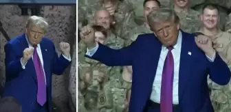 Trump Katar'daki ABD askerlerine moral vermek için dans etti