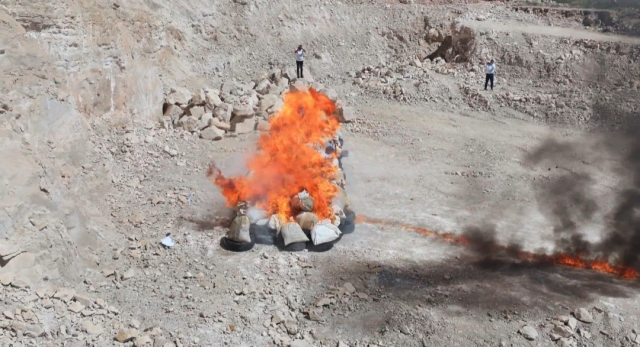 2 tons of drugs were destroyed by burning