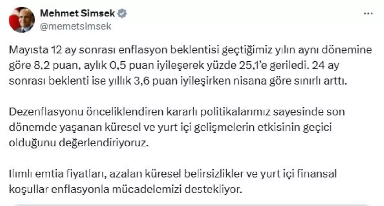 Bakan Şimşek: Dezenflasyon Önceliğimiz
