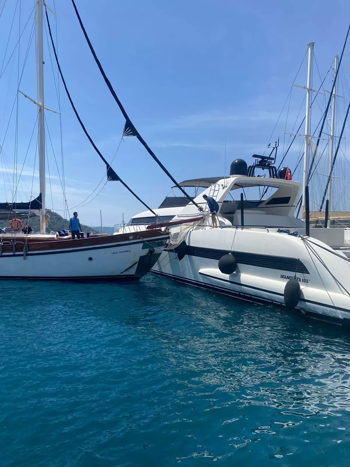 Fethiye'de Gulet Lüks Motoryata ile Çarpıştı