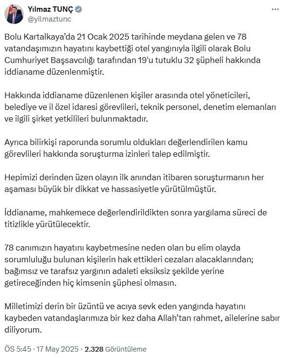 Kartalkaya otel yangınıyla ilgili istenen cezalar belli oldu Kartalkaya otel yangınıyla ilgili istenen cezalar belli oldu