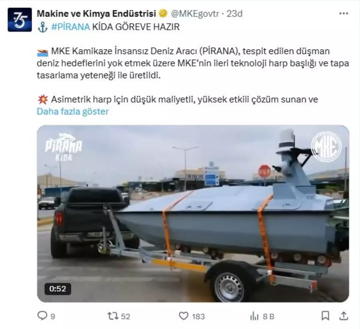 MKE, Kamikaze İnsansız Deniz Aracı PİRANA KİDA'yı Tanıttı