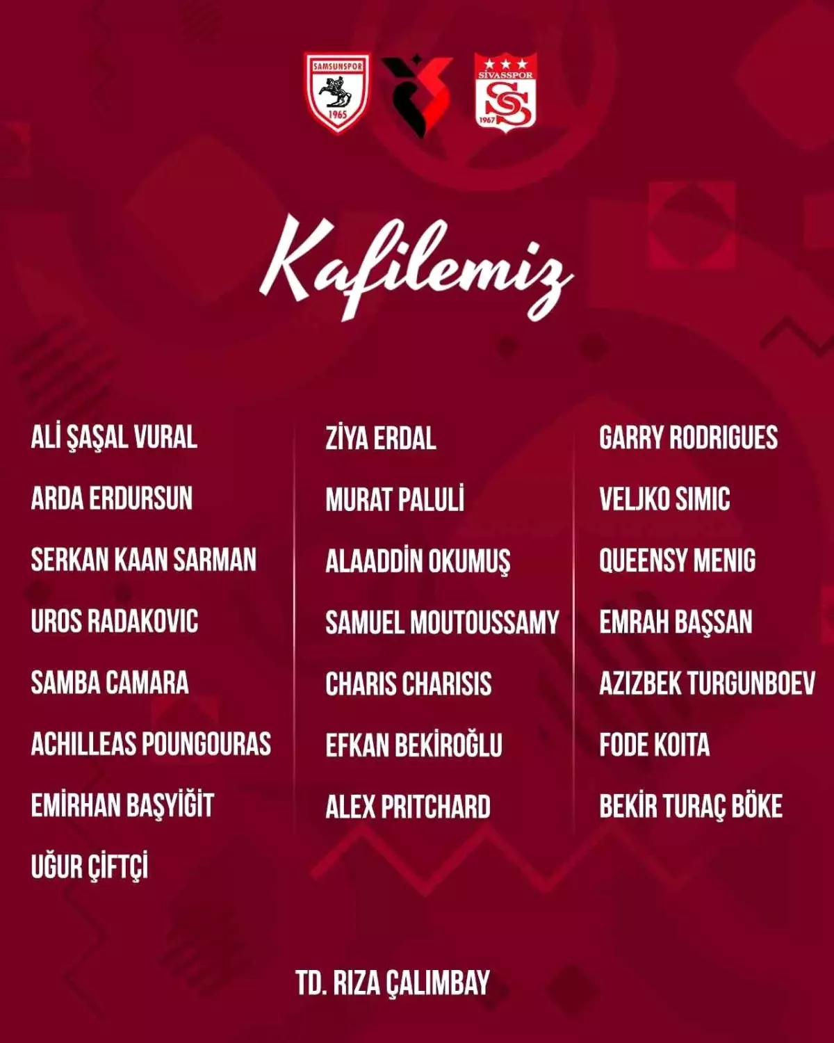 Sivasspor'un Samsunspor Maçı Kamp Kadrosu Belli Oldu