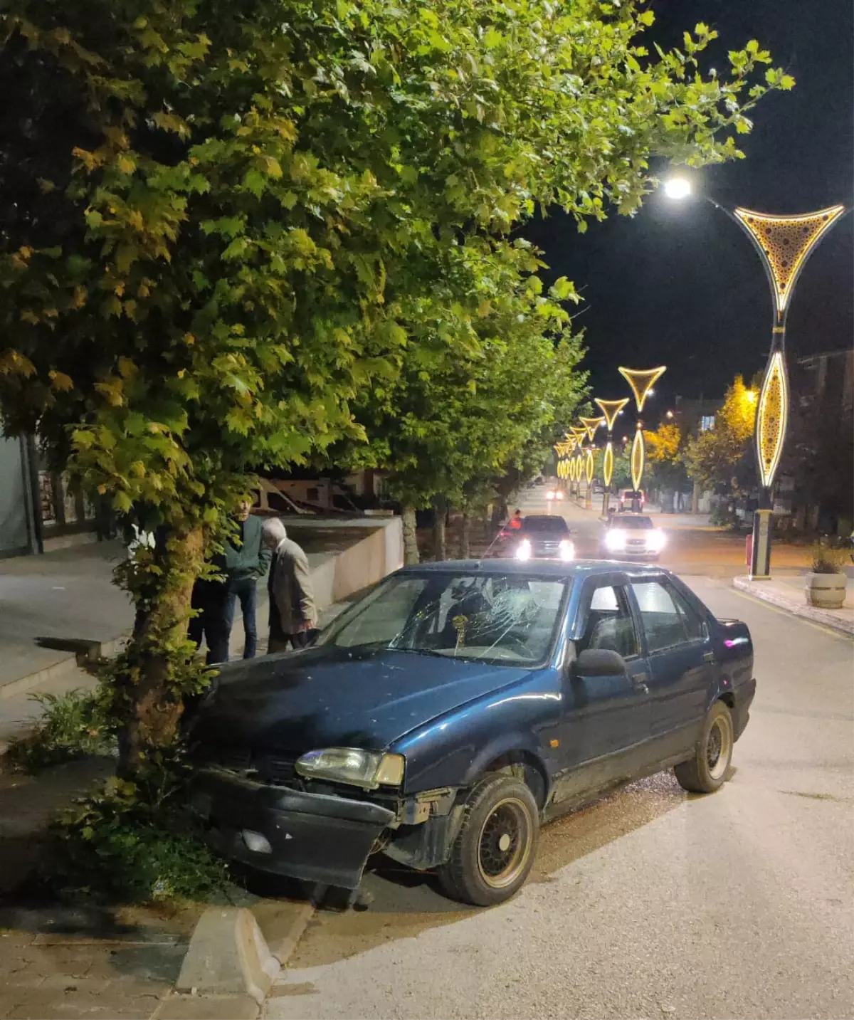 Alkollü Sürücü Ağaca Çarptı, Yaralandı
