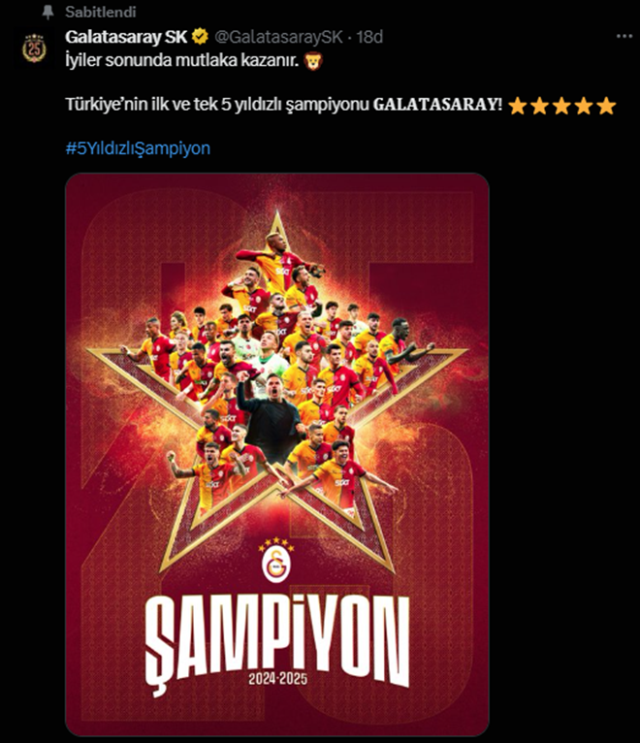 Galatasaray's consecutive championship posts! A big reference to their rivals