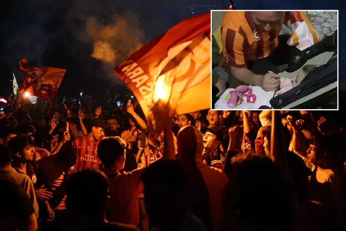 Şampiyonluk kutlayan aile bebeklerini yolun ortasında unuttu